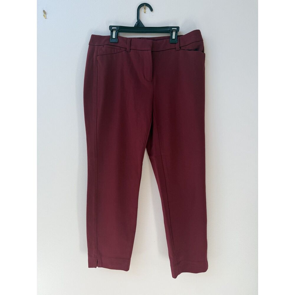 White House Black Market Slim Ankle Pants Burgundy Dark Red Size 6